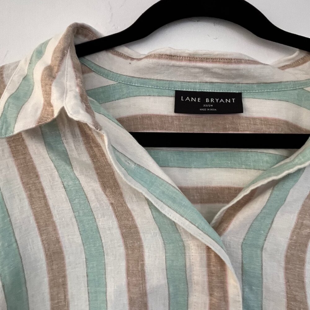 Lane Bryant Linen Long Sleeve Button Down 22/24